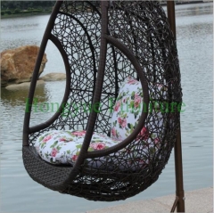 Brown wicker material hammock with cushions rattan hanging chair