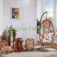 Living room natural rattan table chair hammock design