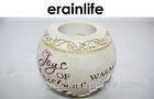 Beige Round Text Polyresin Candle Stick Holders For Festaurant / Home / Wedding