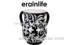 Israel Judaica Hand Washing Cup With 2 Handles Religious Item Black Flower Pattern