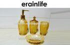 Artificial Jade Polyresin Craftwork Bathroom Accessory Set 4pcs With Hand painted Gold Color