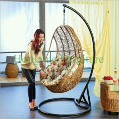 PE new rattan hammock with colorful cushions wicker hammock