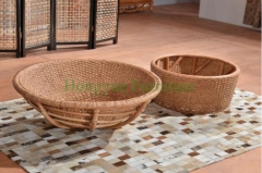 Natural rattan lounge chair with cushions from china