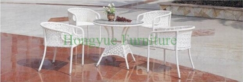 White rattan garden dining furniture set supplier