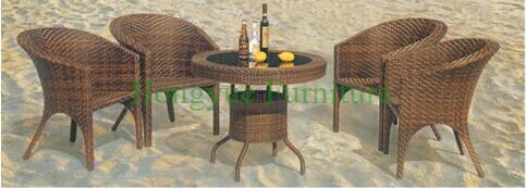 Brown wicker rattan garden dining set furniture