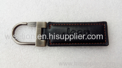 custom PU leather / genuine leather / full grain leather zinc alloy metal key holder keychain 3