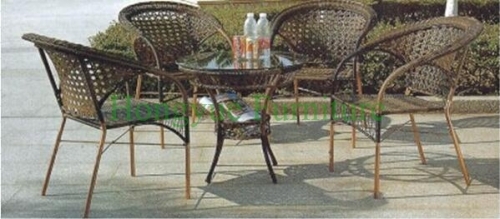 Patio new pe rattan dining table chair set furniture manufacturer