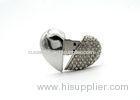 Heart Shape Silver Diamond USB Memory Stick 32GB Large Capacity