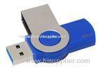 Portable Blue Swivel USB 3.0 Thumb Drive Password Protection