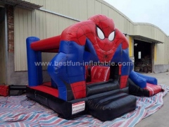 Commercial spiderman inflatable bouncy castle combo with climbing and slide