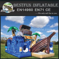 Pirate ship and treasure chest inflatable obstacle combo