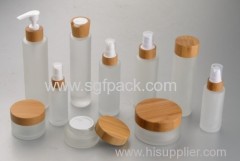 ALL SIZE frosted Glass jar with bamboo cap
