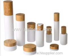 all size white glass bottle bamboo cap