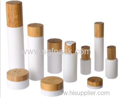 all size white glass bottle bamboo cap