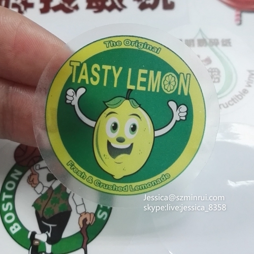 Custom Permanent Sticky Round Cartoon Picture Printing Transparent Ultra Destructible Adhesive Security Seal Sticker