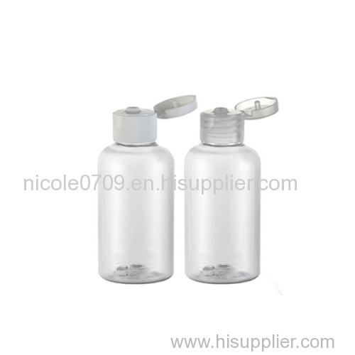 75ml Plastic transparent cosmetics clear PET bottle with disc cap