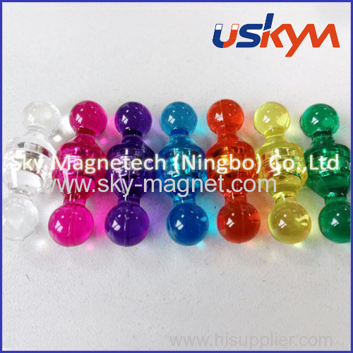 Clear plastic magent push pin/ colorful magent pin/ cup magnet/ magnet button