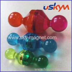 New whiteboard paper magnetic push pin with color solid&transparent/magnet button