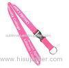Cute Branded Identification Woven Pink Lanyards For Business Conference