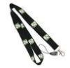 Detachable Ribbon Cell Phone Plain Black Lanyards With Silk Screen Print Logo