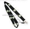 Detachable Ribbon Cell Phone Plain Black Lanyards With Silk Screen Print Logo