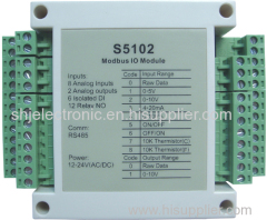 8-ch 0-10V 0-20mA NTC 10K analog input 2 ch 0-10v analog output 6 isolated digital input 12 relay output rs485 modbus