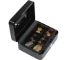 office cash box Removable cash tray with compartment for rolled coins and business checks