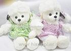 Children Creme Stuffed Poodle Dog Toy Floral Dress Polyester Dog Plush Toys