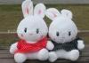 White Stuffed RabbitToy Lace Red And Black Spotted Dress RabbitPlush Toys
