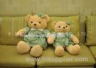 Small Brown Animal Plush Toys Green And White Flowers Dress Stuffed Teddy Bear