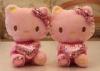 Pink Stuffed Kitty Toy Sitting For Gifts / Heart Pillows Kitty Plush Toys