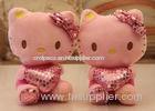 Pink Stuffed Kitty Toy Sitting For Gifts / Heart Pillows Kitty Plush Toys