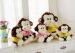 Brown Monkey Animal Plush Toys Sitting With Lace Bows / Yellow Warm Blouse
