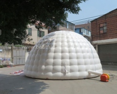 White inflatable dome tent with removable door