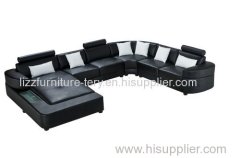 Made in China European Design Cheap Price U Shape with LED Light Leather Sofa