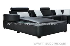 Made in China European Design Cheap Price U Shape with LED Light Leather Sofa