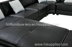 Made in China European Design Cheap Price U Shape with LED Light Leather Sofa