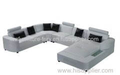 white color U shape leather sofa