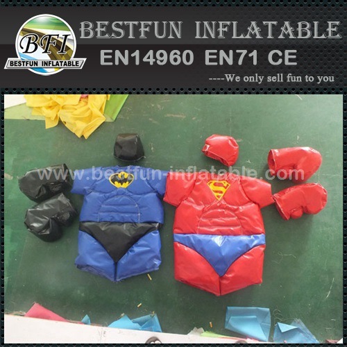 Padded superhero children sumo suits with sumo wrestling mat