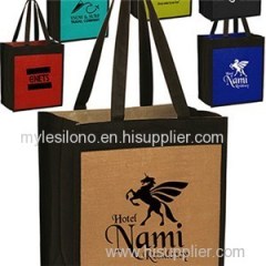 Jute Color Panel Tote Bags