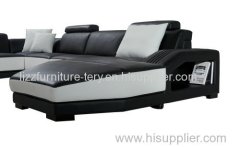 High Density Sponge Corner Italy Leather Sofa with Side Table Sofa Set