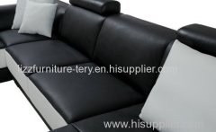 High Density Sponge Corner Italy Leather Sofa with Side Table Sofa Set