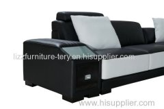 High Density Sponge Corner Italy Leather Sofa with Side Table Sofa Set