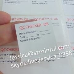 Custom Destructible Permanent Adhesive QC Pass Label Do Not Remove Security QC Checked Warranty Sticker