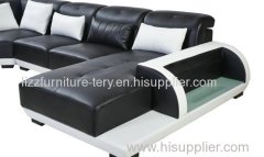 European Design Big Size with LED Light U Shape Leather Sofa