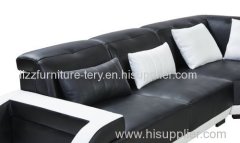 European Design Big Size with LED Light U Shape Leather Sofa