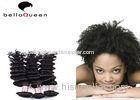 Natural Black Curly Wave Mongolian Hair Extensions / Grade 6A Virgin Hair