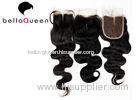 Unprocessed Natural Black Human Hair Medium Parts Lace Closure For Women