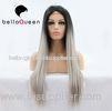 Ombre Color 1b / Sliver Heat Resistant Human Hair Lace Front Wigs Girl use