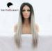 Ombre Color 1b / Sliver Heat Resistant Human Hair Lace Front Wigs Girl use